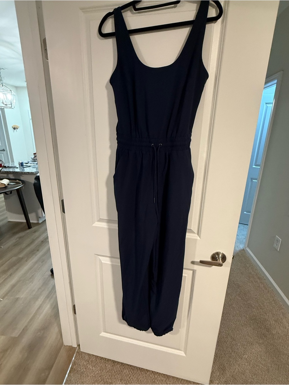 Abercrombie & Fitch Sleeveless Navy Traveler’s Drawstring Jumpsuit